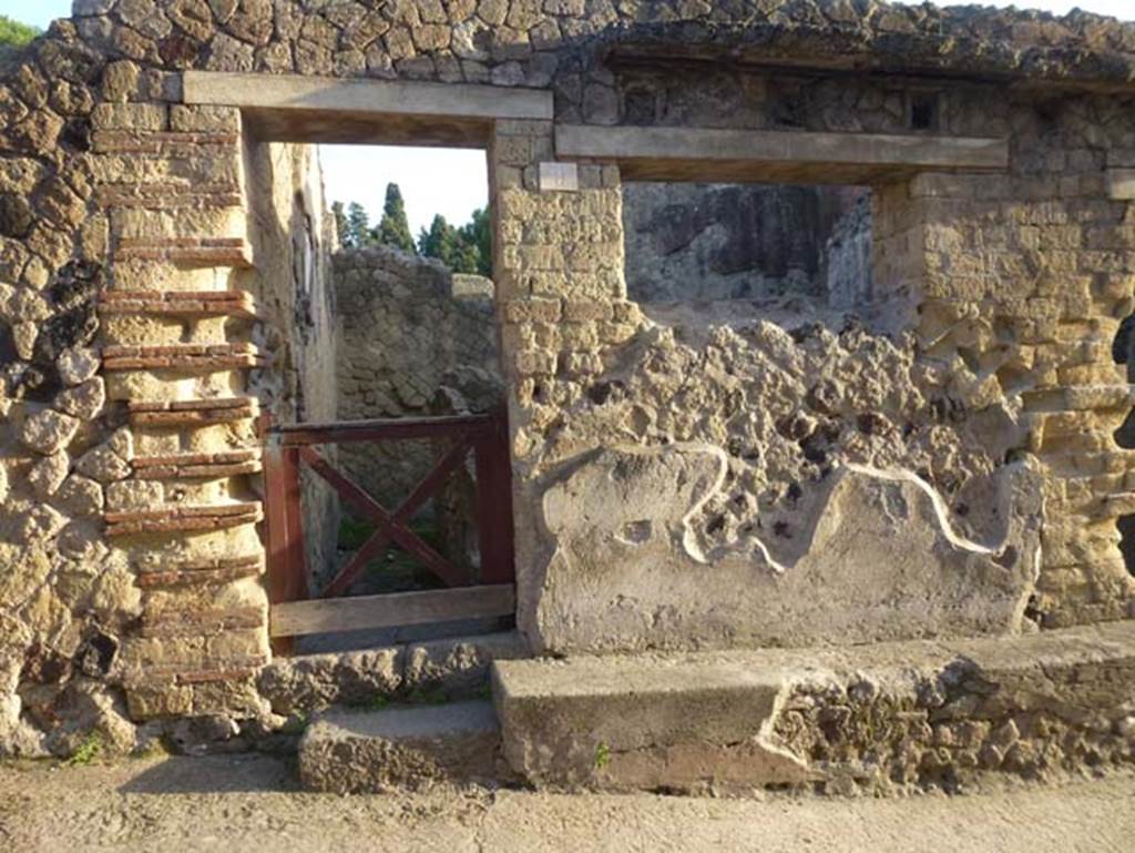 IV. 9, Herculaneum, October 2012. Looking towards entrance doorway which would have led to stairs to upper floor. Photo courtesy of Michael Binns.